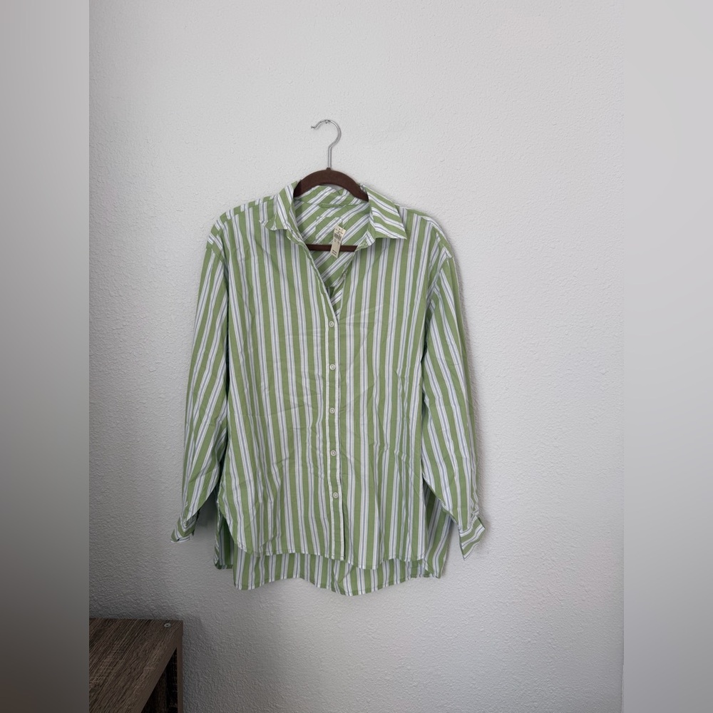 Aerie Good Day Oversized Striped Button Up Shirt